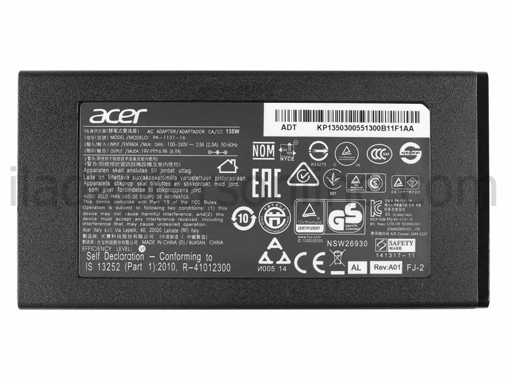 135W Acer ConceptD 3 CN315-71 AC מתאם מטען + כבל חשמל