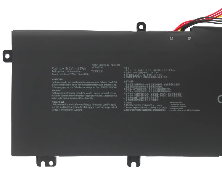 4110mAh 4240mAh 64Wh 4 תא Asus GL703VM מקורי