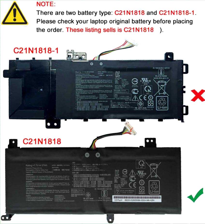 מקורי 4805mAh 37Wh סוללה Asus C21N1818