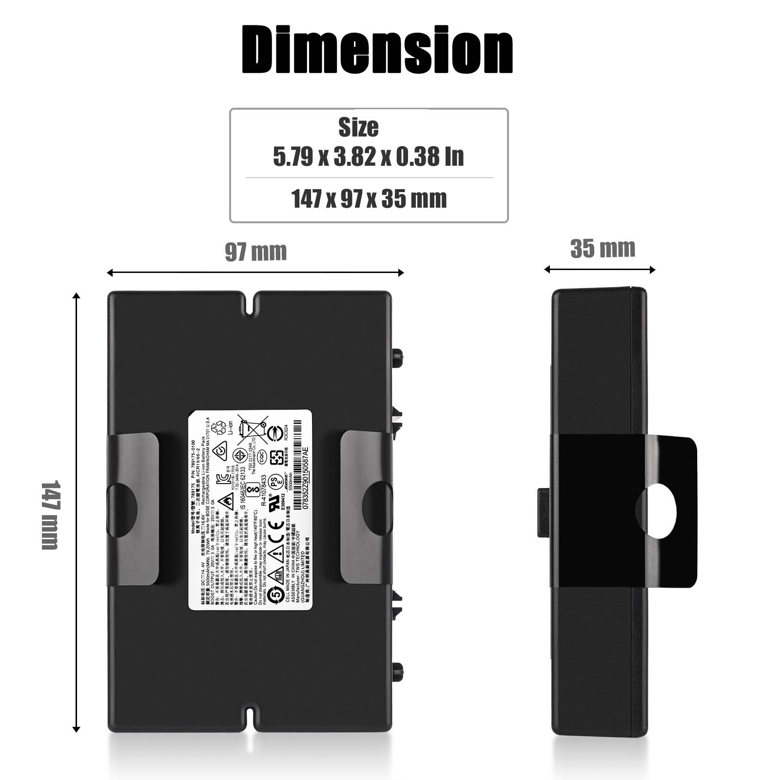 Bose 078592 789175 סוללה 5500mAh 81.4Wh