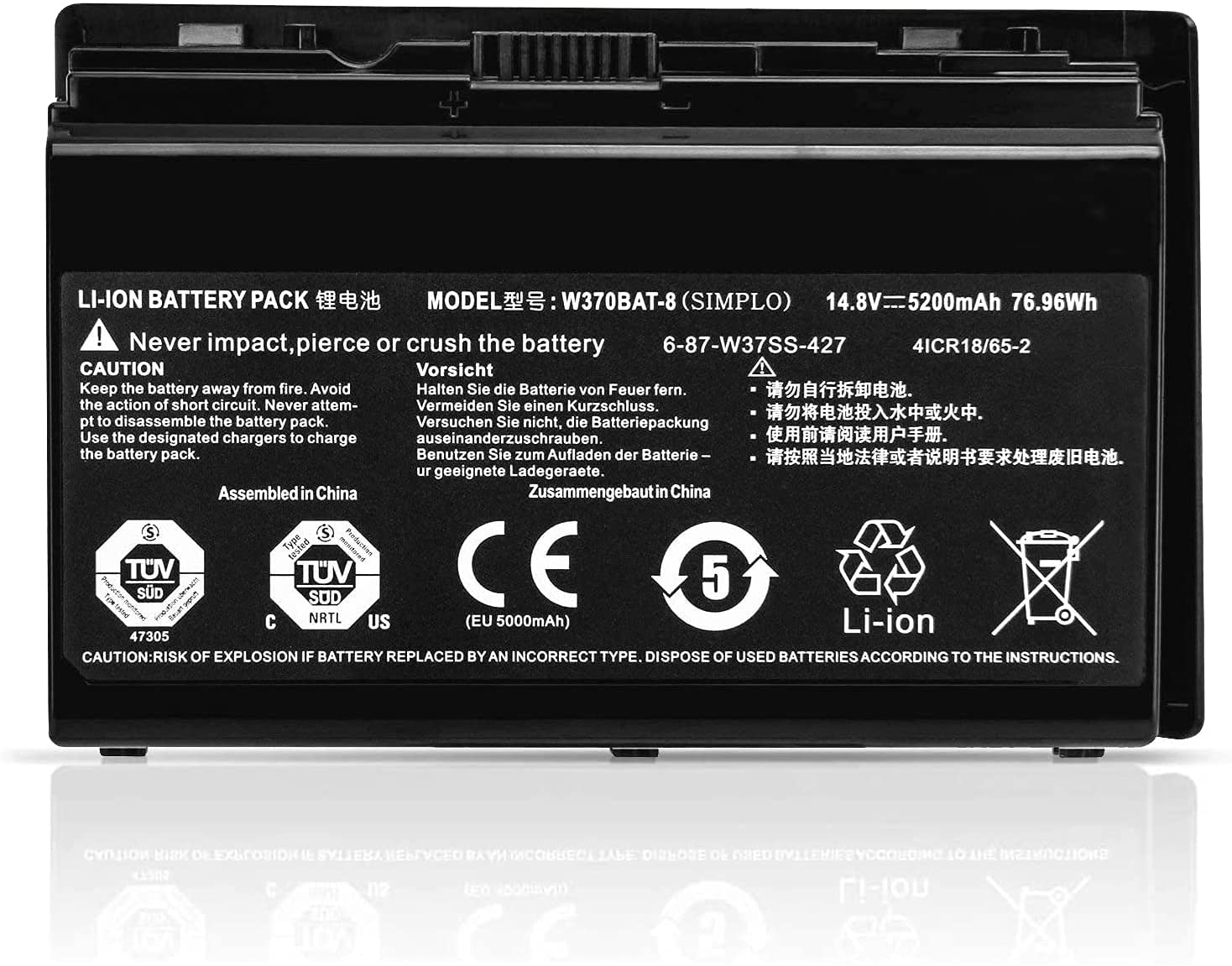 Hasee K590S K650C K750S Series סוללה 5200mAh 76.96Wh