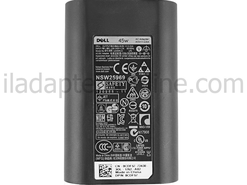 מקורי 45W AC מתאם מטען Dell XPS 13 9333 9343 P29G