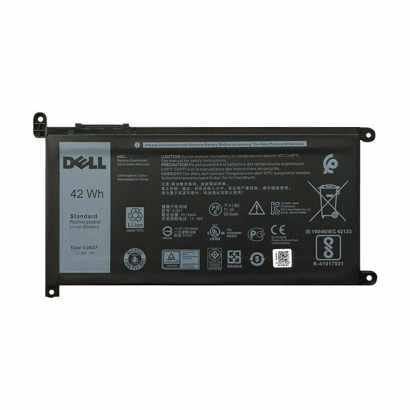 3 תא 42Wh Dell 51KD7 051KD7 FY8XM Y07HK סוללה