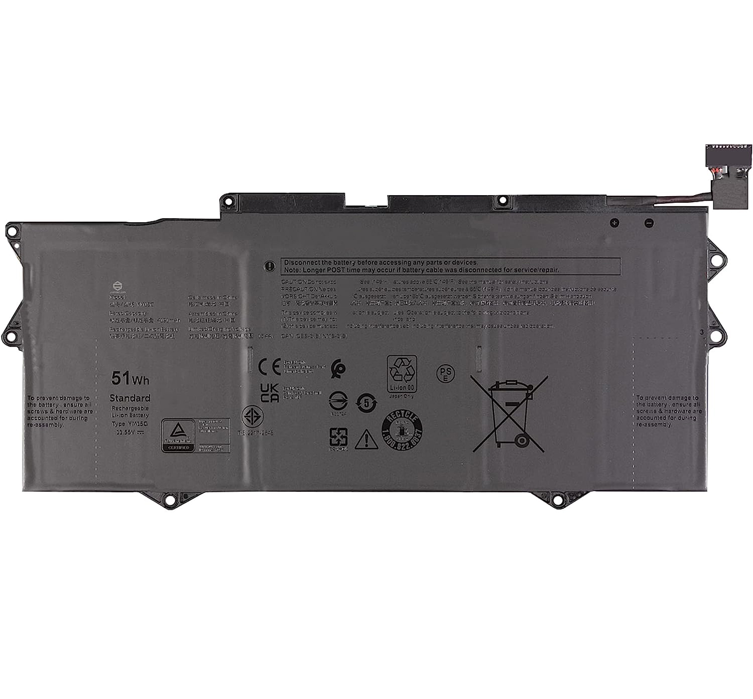 Dell W6D4H G9FHC סוללה 4415mAh 51Wh