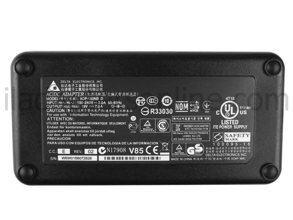 150W AC מתאם מטען MSI GE62 2QD-465 + כבל חשמל