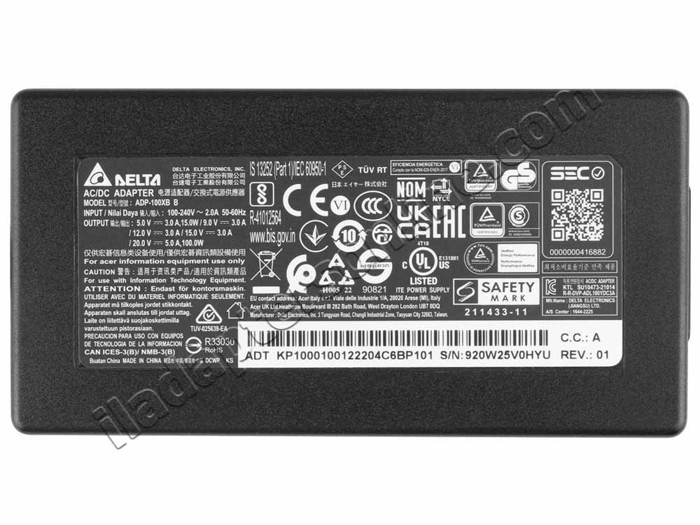 100W Type-C/USB-C Acer Aspire 7 A715-76G-537N A715-76G-53E0 AC מתאם מטען + כבל חשמל