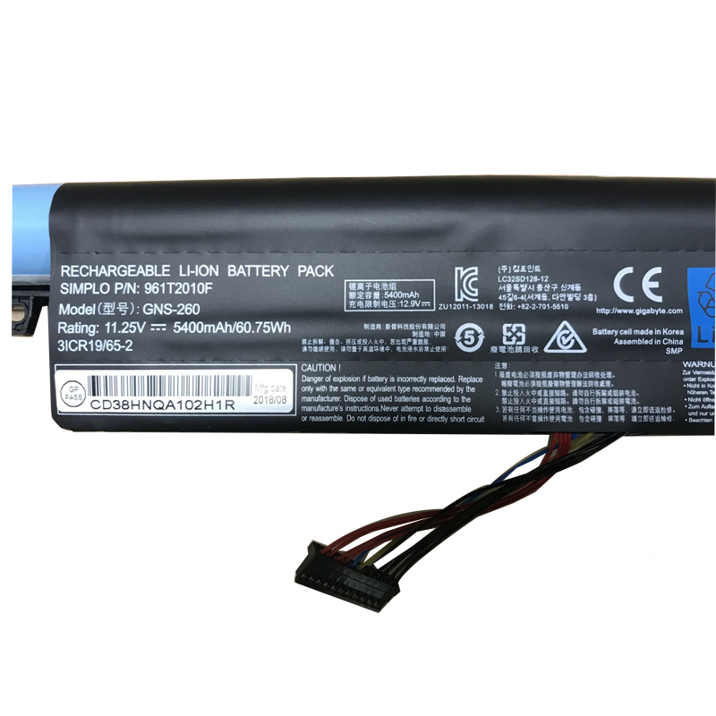 מקורי Gigabyte 961T2010F Gigabyte GNS-260 סוללה 5400mAh 60.75Wh 6-תאים