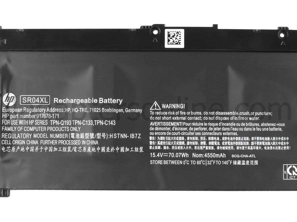 מקורי 4550mAh 70.07Wh סוללה HP SR04XL 917678-1B1 HSTNN-IB7Z