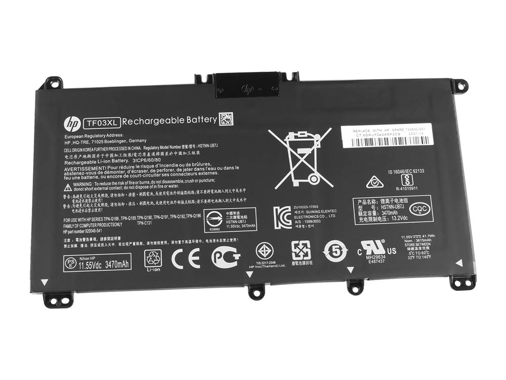 מקורי 3630mAh 41.9Wh מקורי HP TF03XL HSTNN-LB7X HSTNN-LB7J