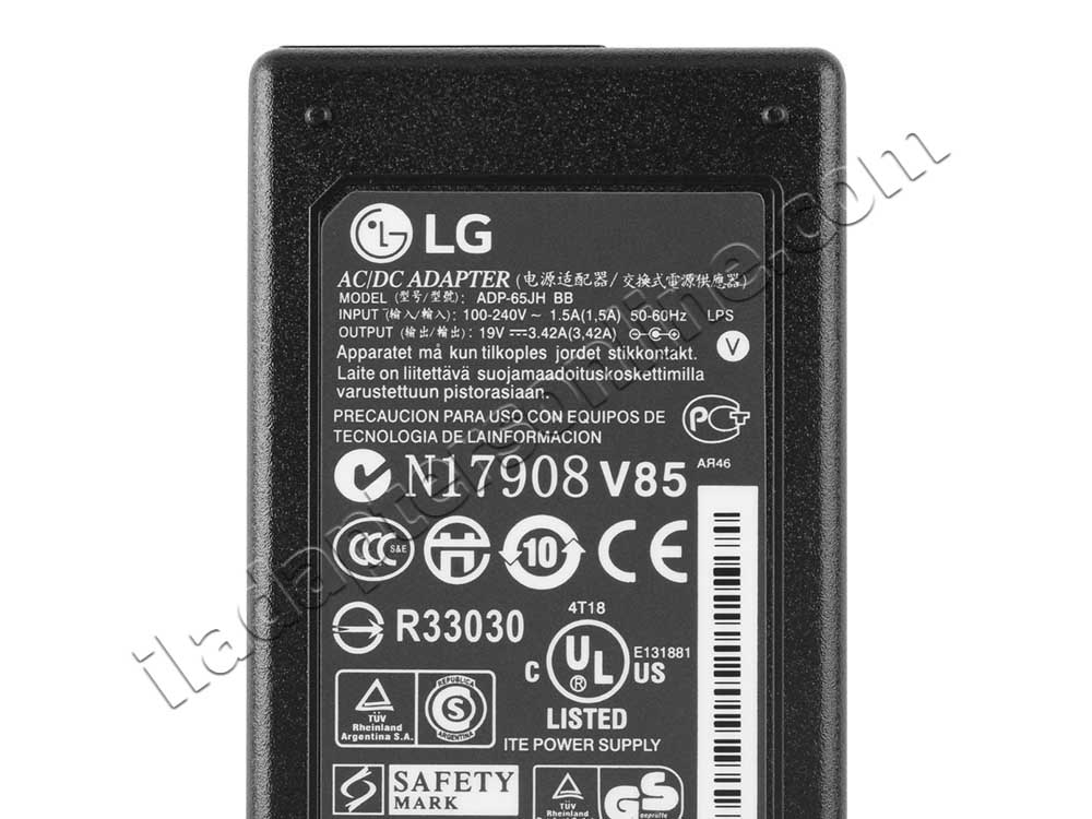 מקורי 65W AC מתאם מטען LG 19CNT42K-B 19CNV42K-B