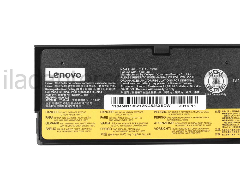 2100mAh 24Wh 3 תא Lenovo 01AV424 מקורי