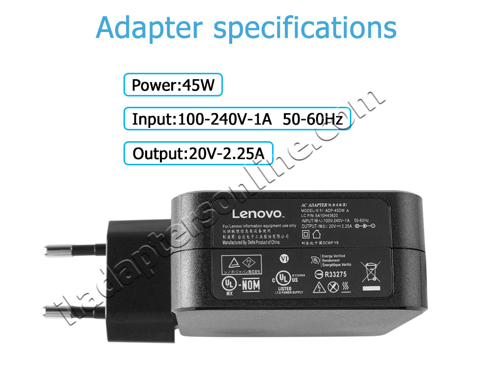 מקורי 45W AC מתאם מטען Lenovo ADP-45DW DA