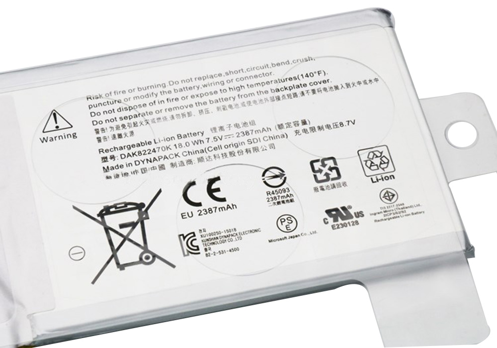 מקורי Microsoft Surface 1704 סוללה 2387mAh 18Wh 2-תאים