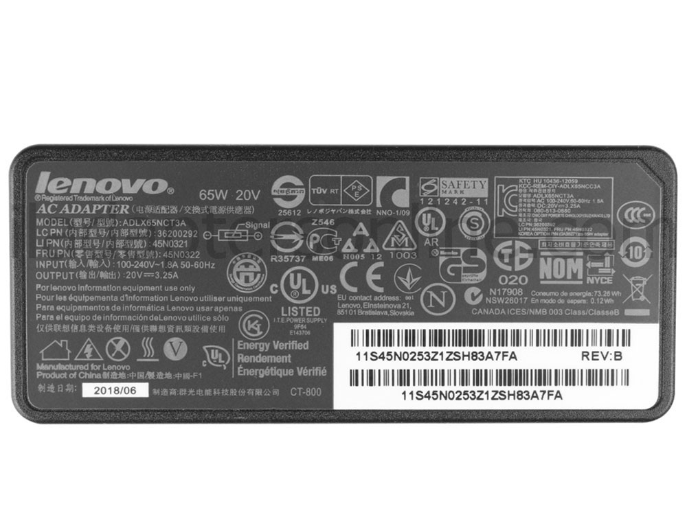 מקורי 65W AC מתאם מטען Lenovo ThinkPad S3-S431-001 S3-S431-002