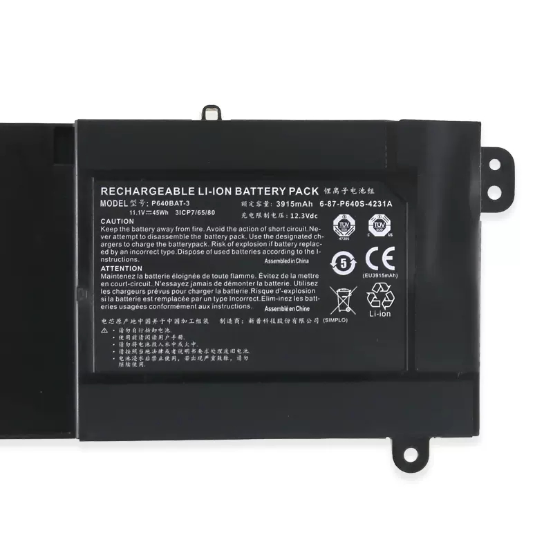 Clevo P640RE P641RF סוללה 3915mAh 45Wh 3 תאים