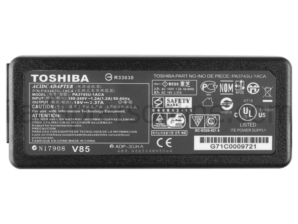 45W Toshiba Dynabook Portege A30-E-143 A1PSZ10E115R AC מתאם מטען