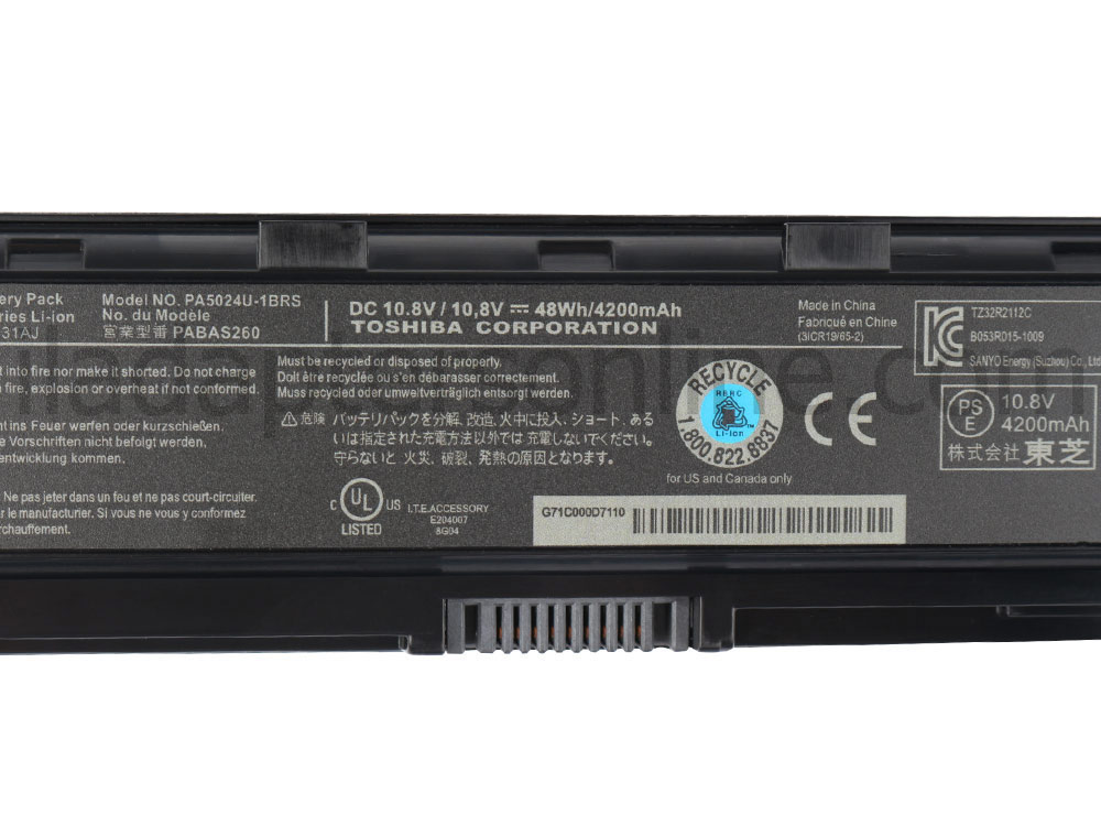 6 תא 4200mAh מקורי Toshiba Satellite Pro C850-10x C850-10z C850D